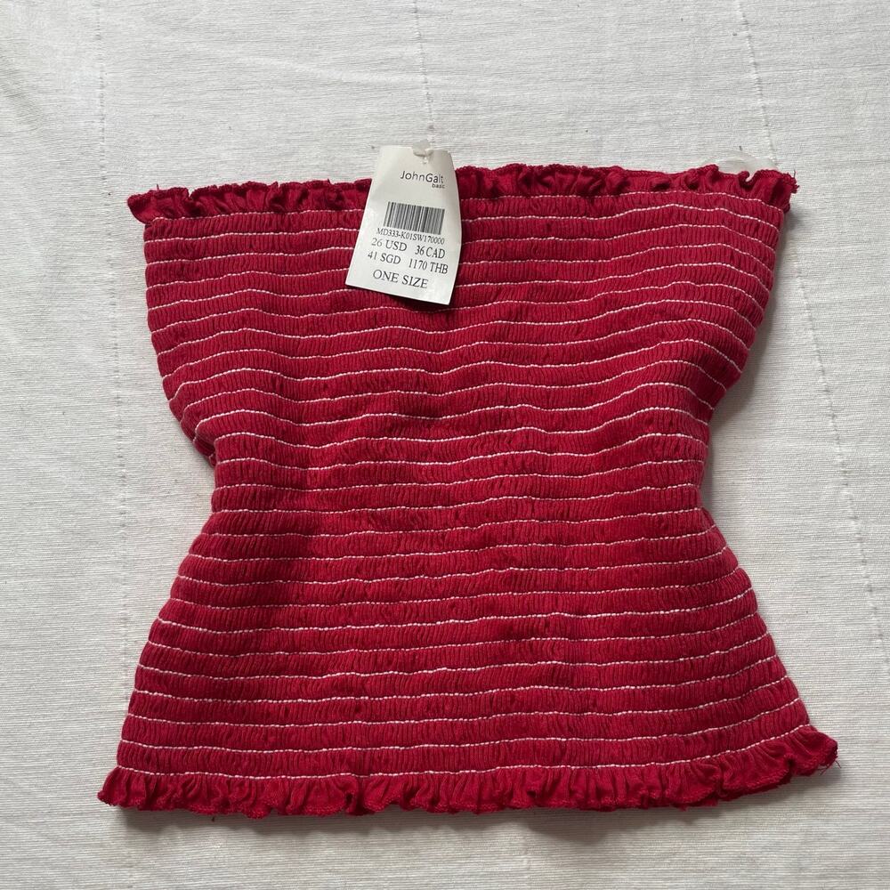 NWT Brandy Melville John Galt Red Smocked Tube Top One Size Stretchy